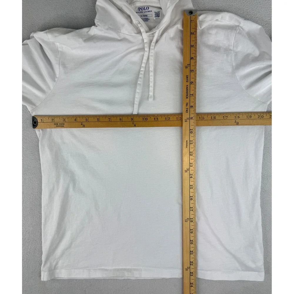 Polo Ralph Lauren Hooded T-Shirt Mens Medium White Long Sleeve Pony Logo